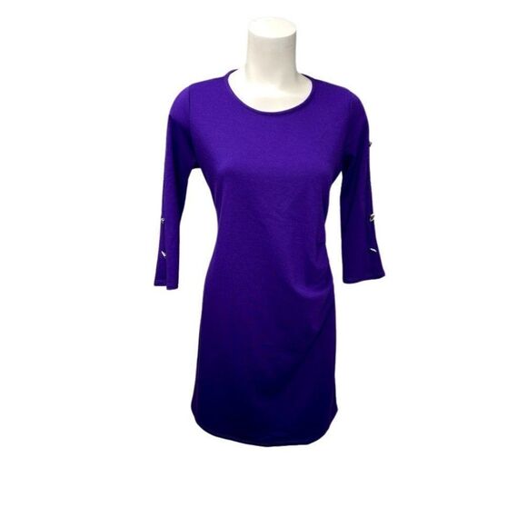 NY Collection Sheath Dress Petite Medium Purple PM Knit NEW - Picture 2 of 11
